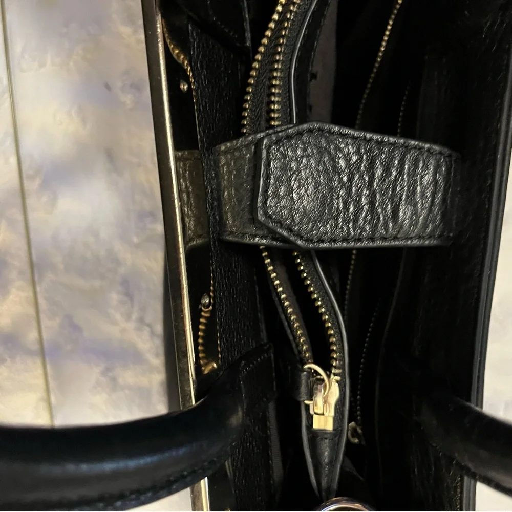 Halston Heritage Black Small Scale Tote Crossbody Shoulder Satchel Purse Bag